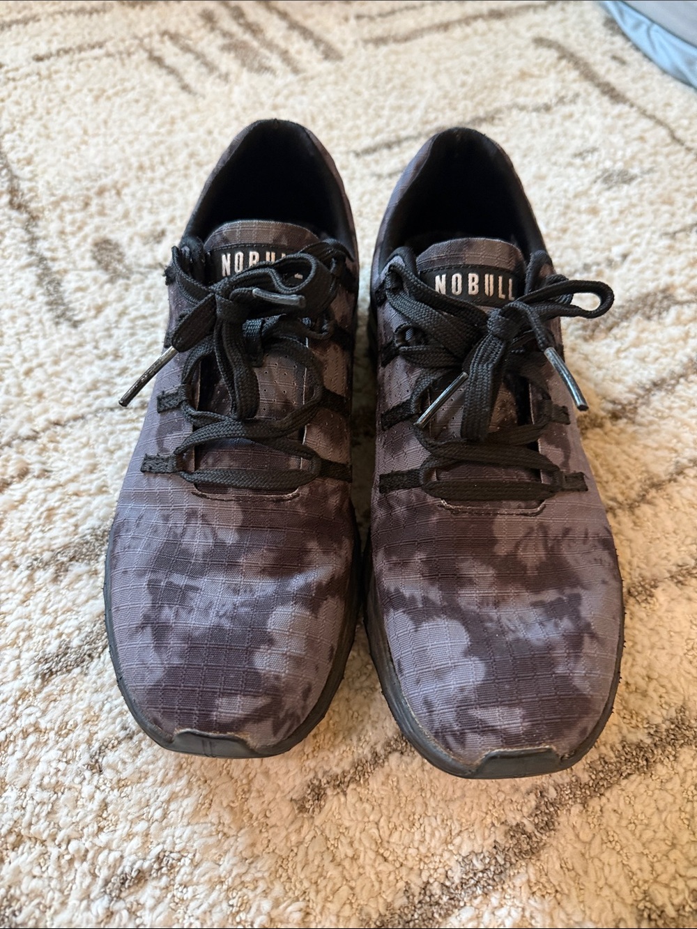 NOBULL Womens Black & Gray Tie-Dye Rip Stop Running/Training Shoes